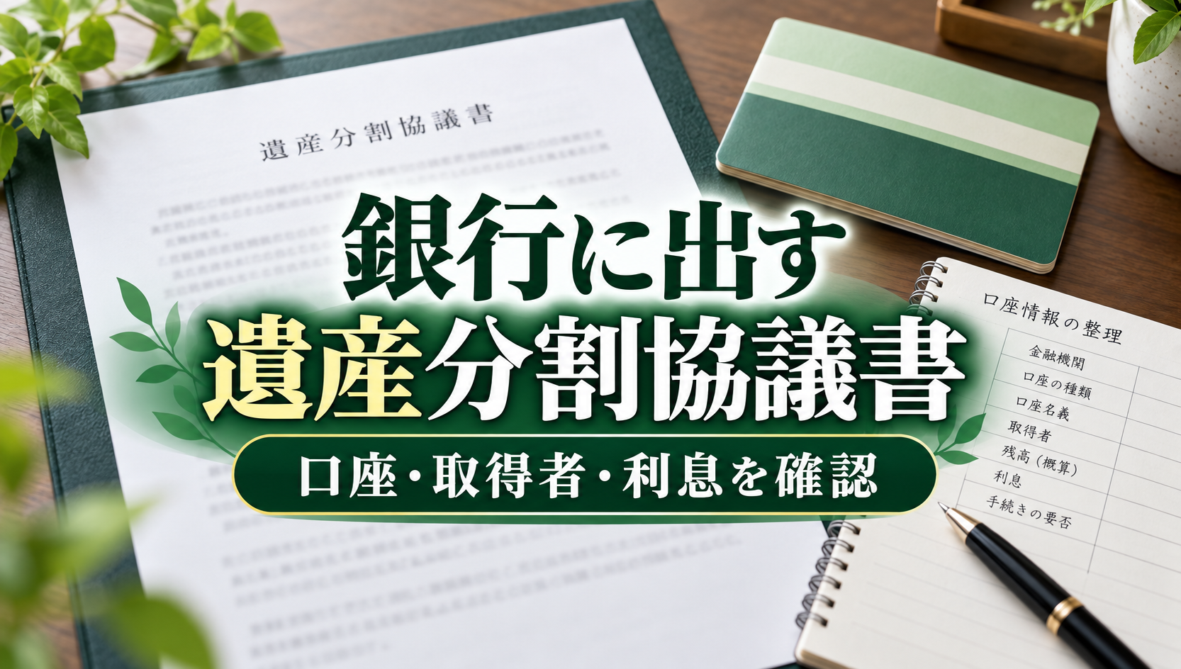 銀行に出す遺産分割協議書の書き方｜口座情報・取得者・利息と提出前の確認
